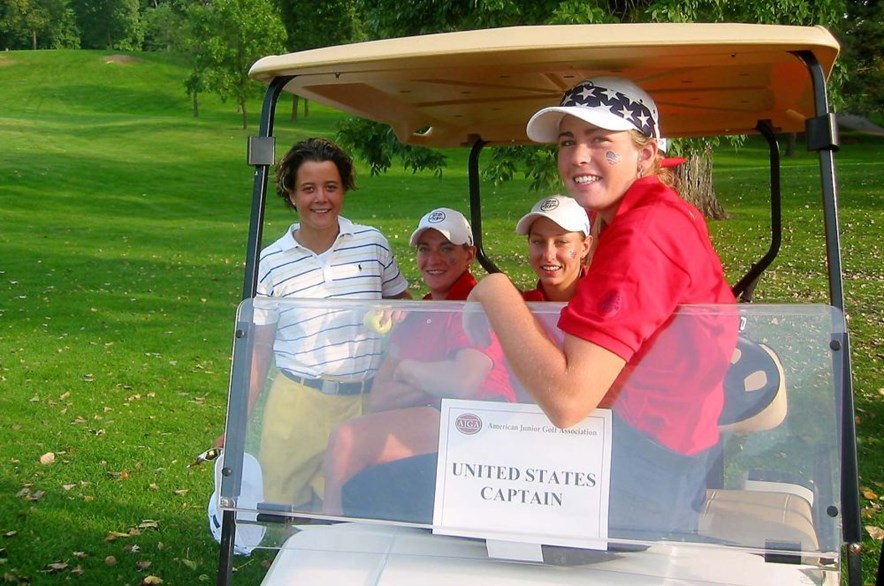 Dewi Schreefel in 2003 met de Amerikaanse Paula Creamer