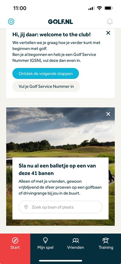 Screenshot van de app GOLF.NL