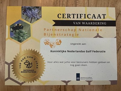 certificaat partnerschap Nationale Bijenstrategie