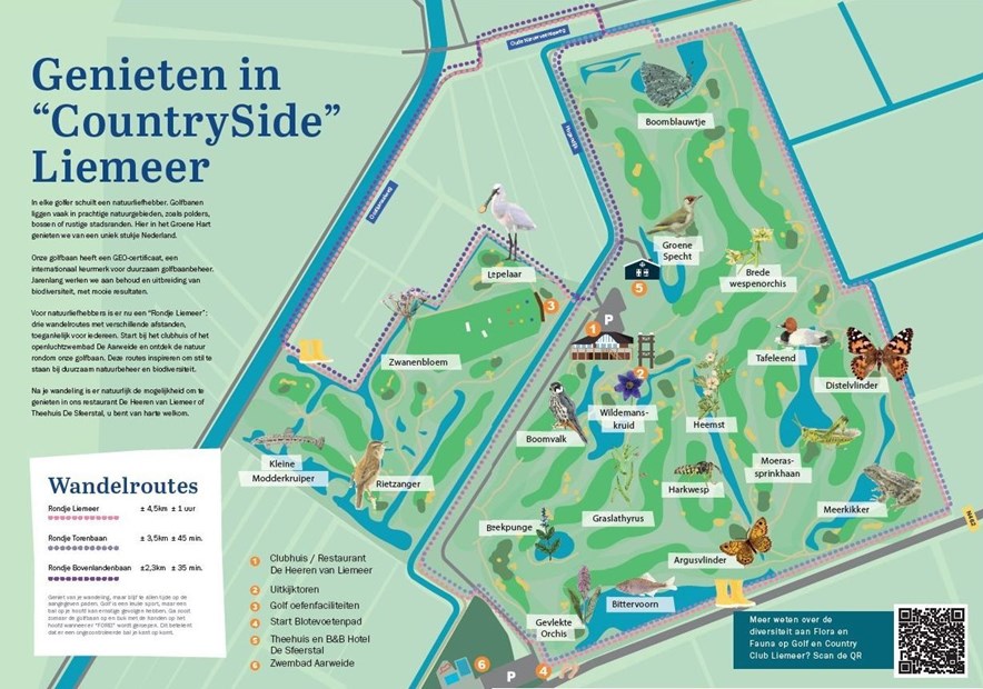 Plattegrond wandeling op golfbaan Liemeer