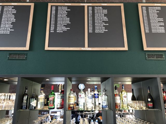 winnaarsbord in clubhuis