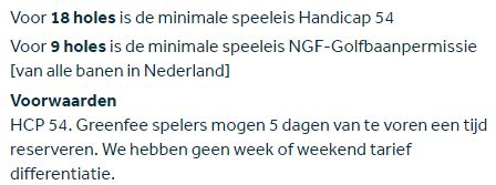 caddie speeleisen golfbaan handicapeisen