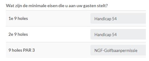 golfbaan handicapeisen speeleisen