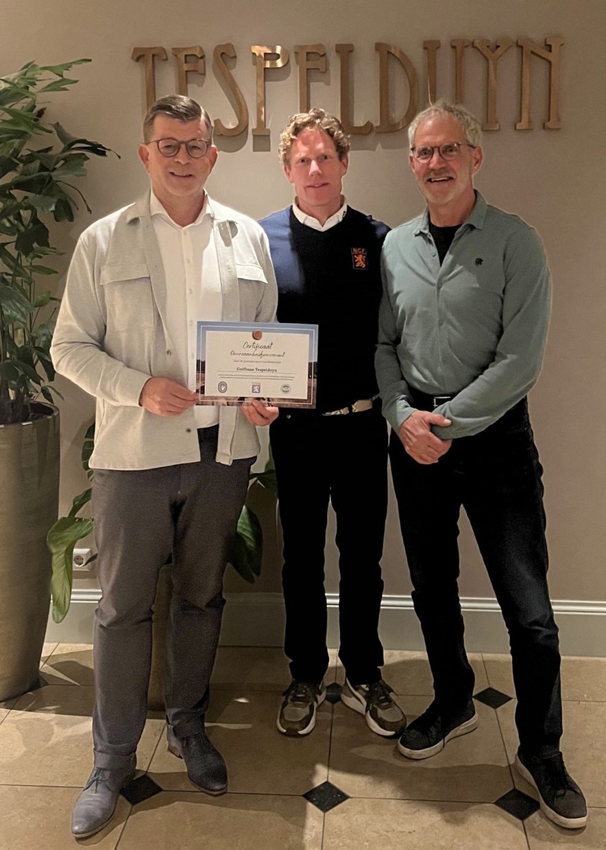 Certificaat ‘Duurzaamheidsconvenant’ voor Golfbaan Tespelduyn