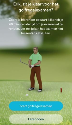 Golfregelexamen online in de app GOLF.NL