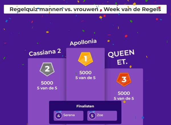 regelquiz week van de regels uitslag