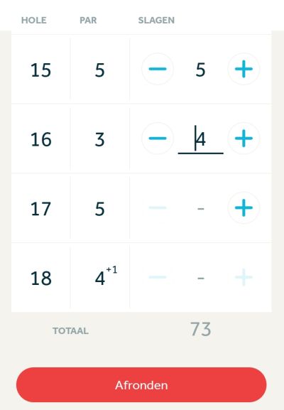 16 holes invoeren app golfnl