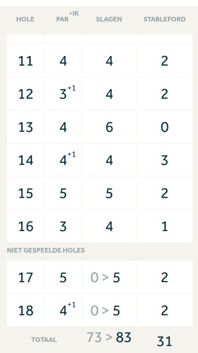 16 holes invoeren app golfnl