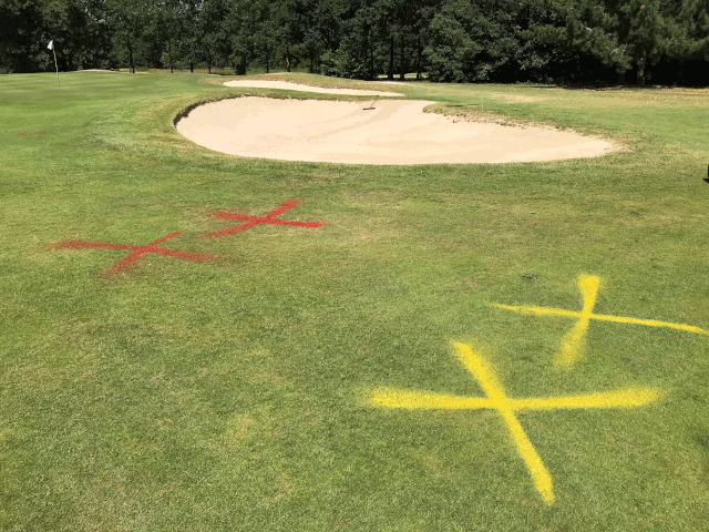 NGF course rating gele en rode kruizen